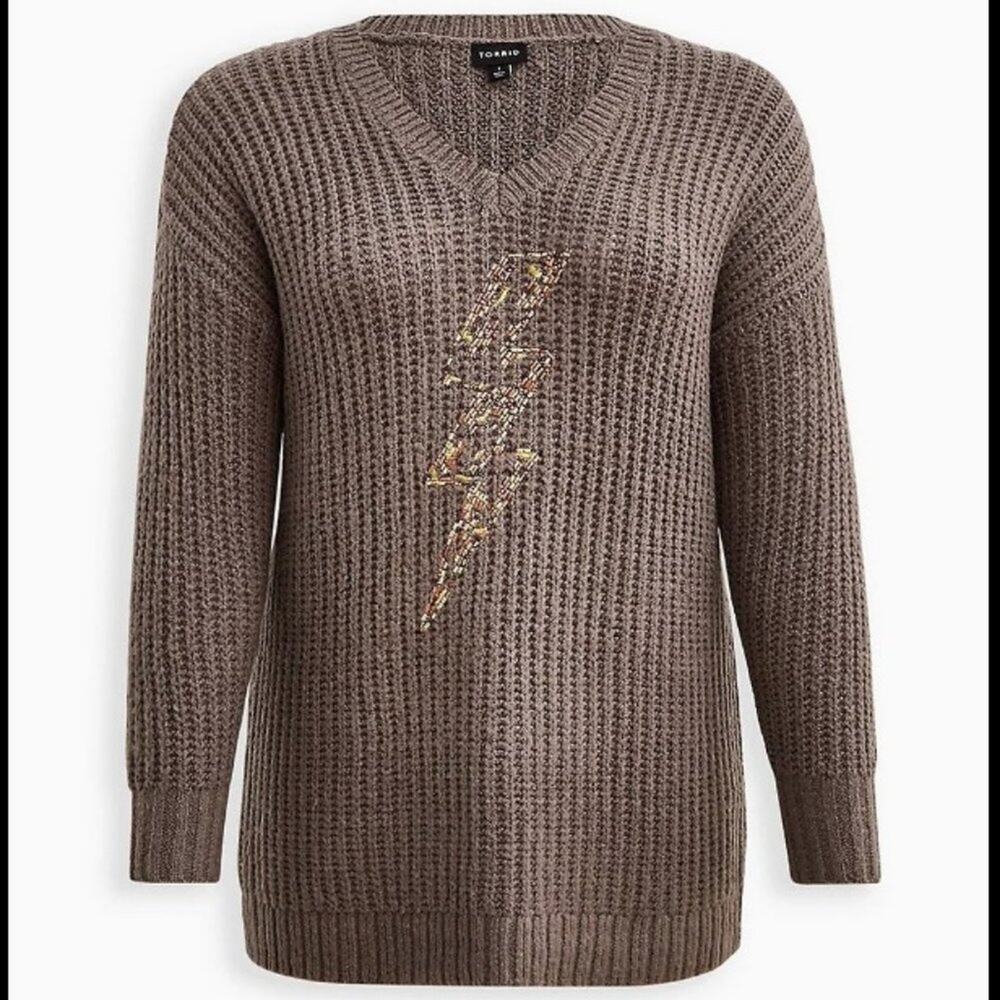NWT TORRID Grey Chunky Pullover Tunic Sweater